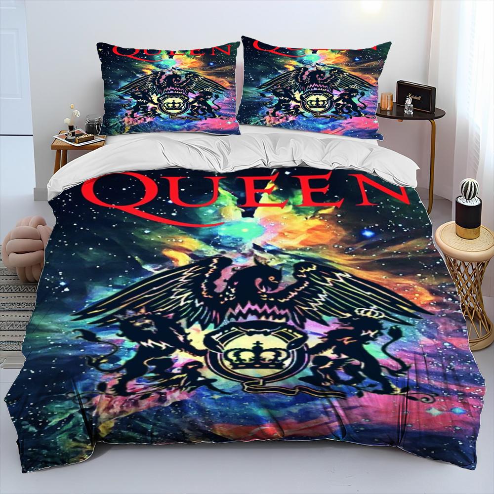 Freddie Mercury Queen-Rockband Bettdecke Bettwäscheset, Bettbezug Bettset Steppdecke Kissenbezug, King Queen Size Bettwäscheset