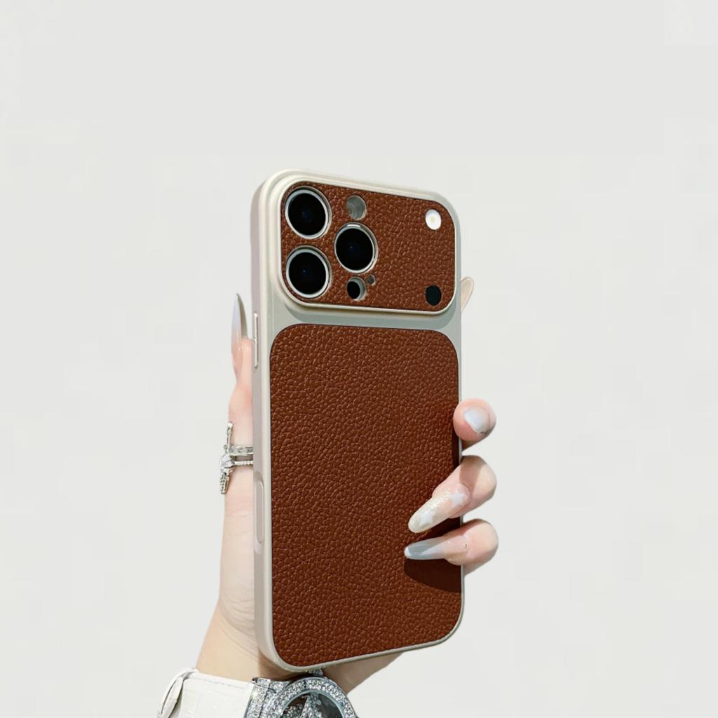 Seconds Change 17 Lychee Pattern, Suitable for iPhone15ProMax Mobile Phone Case Imitation Leather Apple 16 All-inclusive 13 Protective Case 14