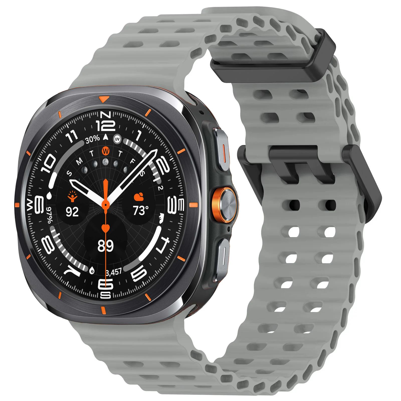 

Оригінальний ремінець для Samsung Galaxy watch Ultra 47mm аксесуари Морський силіконовий спортивний браслет Correa Galaxy watch 7 Ultra Ремінець Galaxy watch Ultra сірий колір