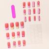 Photo Ready Press On False Nail Set, Pink French Floral Beads Art Detail with 24Pieces, 12 Inclusive Size, and Glossy Finish
