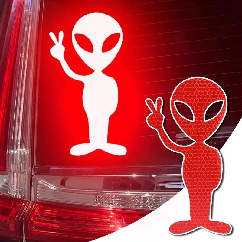 Alien Reflective Stickers For Car Night Warning Creative Styling Car Motorcycle Sticker Decals Auto Driving Safety Decals
