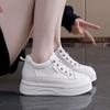 Inner Height Increasing White Shoes for Women, Comfortable and Versatile, Thick Sole, Casual Leather Surface, Sponge Cake, Small Board Shoes for Women