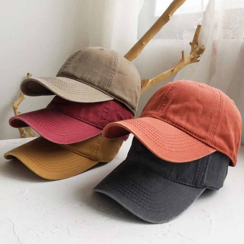 Wyprała Czapka Baseballowa Damska Męska Letnia Czapka Snapback Regulowana Vintage Miękka Codzienna Daszek Przeciwsłoneczny Street Czapka Trucker Jednolity Kolor Czapka Ojca