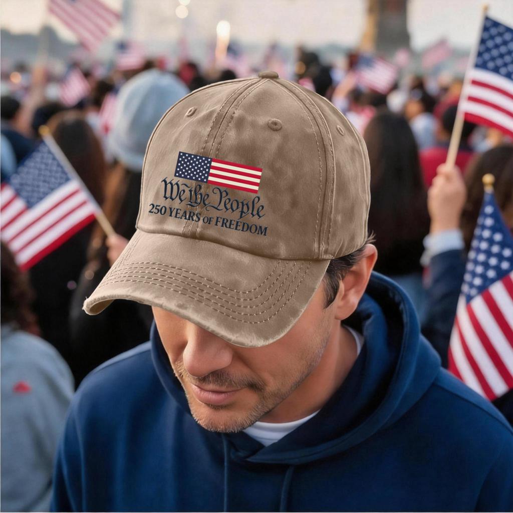 Men's and women's distressed washed casual baseball caps, flag letter print hats