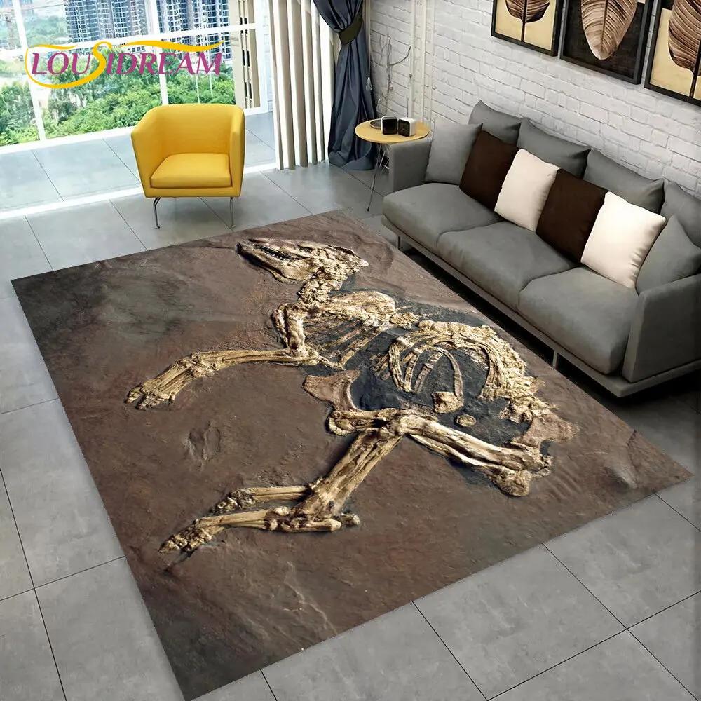 3D Zvířecí Dinosauří Fosilní Série Oblastní Koberec, Kobercový Koberec pro Domácí Obývací Pokoj Ložnice Pohovka Vstupní Rohožka Kuchyňská Dekorace, Protiskluzová Podložka na Podlahu