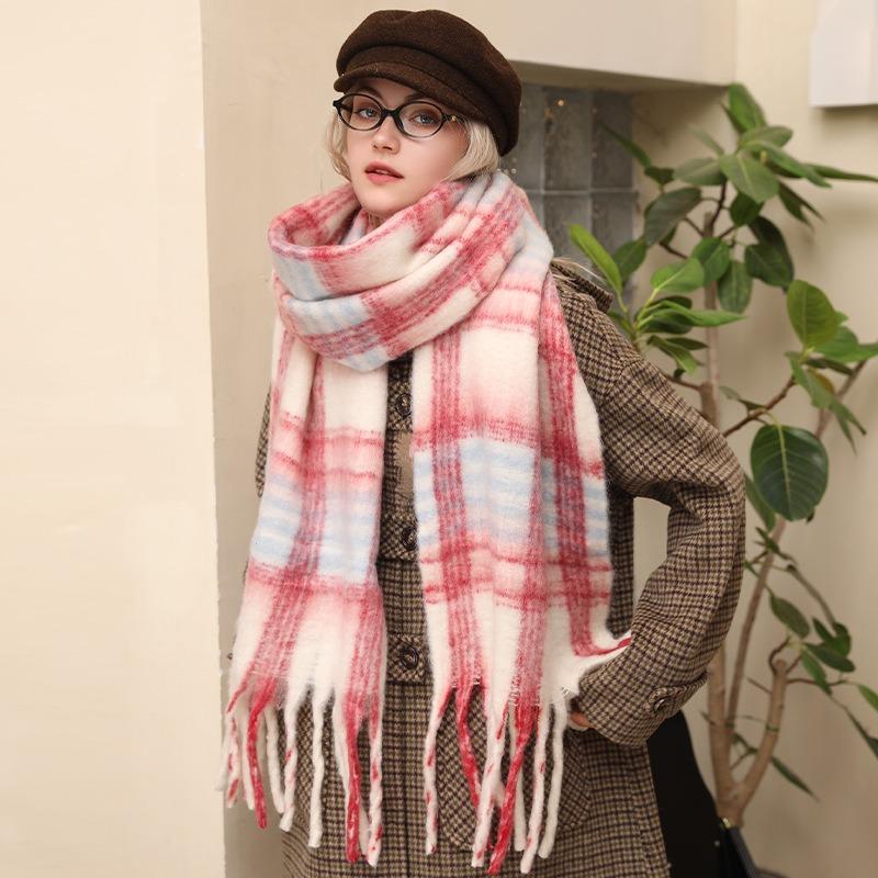 Winter New High-end Imitation Cashmere Warm Scarf Women's Winter Atmosphere Thickened Shawl Thick Beard Scarf