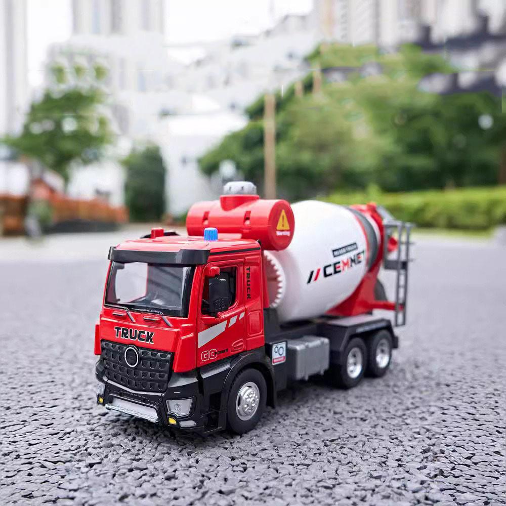 

1/24 Alloy Electric Mixing Engineering Vehicle Model Car Toy Doors Can Opened Rubber Tires Vehicles for Boys Adult Festival Gift красный