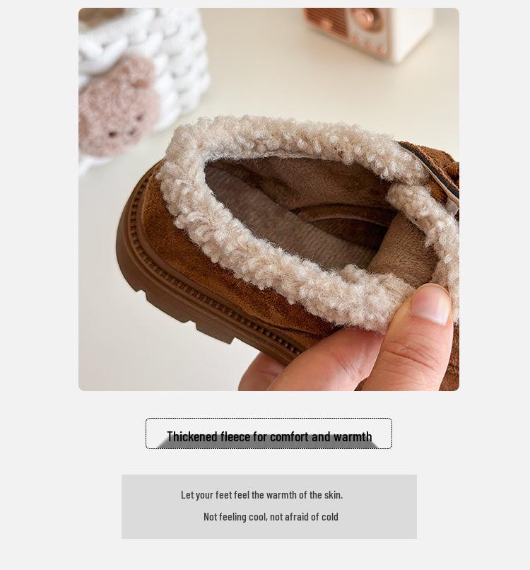 Girls' Fuzzy Cotton Winter Shoes 2025: Soft-Soled, Warm, Velvet-Lined Korean Style Casuals