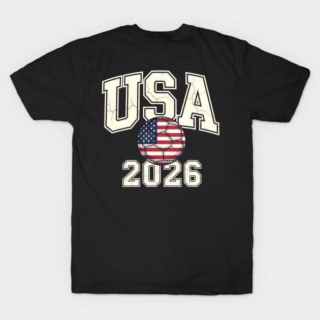 Men Black Print T-shirt Vintage Usa Soccer Ball American World Cup 2026 No-Cut Transfer Paper Print Cotton Tshirt M