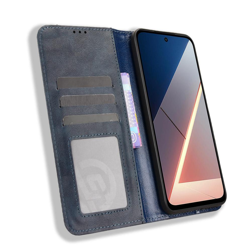 Für Xiaomi Poco M7 4G (169mm) Lederhülle Brieftasche Ständer Retro Textur Handyhülle