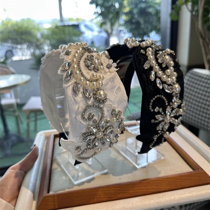 Czarny Biały Księżniczka Moda Urocze Akcesoria Koła Ręcznie Robiona Ozdoba Głowy na Imprezę Kwiatowe Opaski Kwiatowa Gumka do Włosów Korona Ślubna