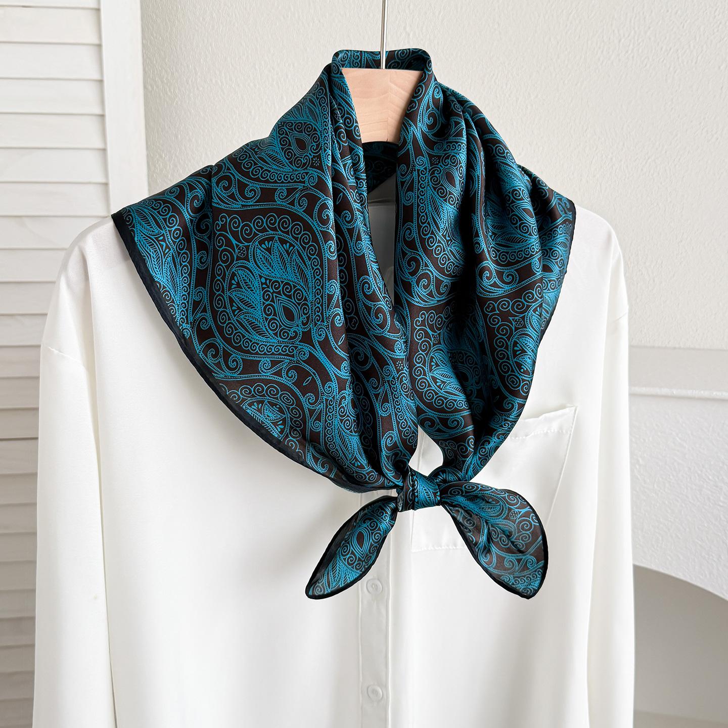 Women S 100 Silk Square Scarf Ethnic Vintage Pattern Versatile Neck Scarf For Shirt 6666cm
