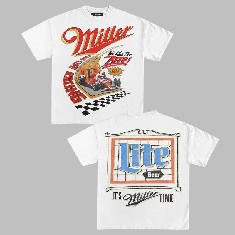 Miller High Life Racing Graphic Tee Unisex Cotton Short Sleeves T-shirt Double S XL