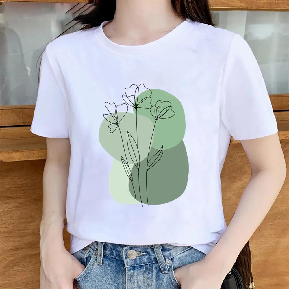 Womens Trendy Short Sleeve Tshirt Cartoon Plant Beach Print Casual Graphic Regular Fit Womens Clothing Fashion T Shirts