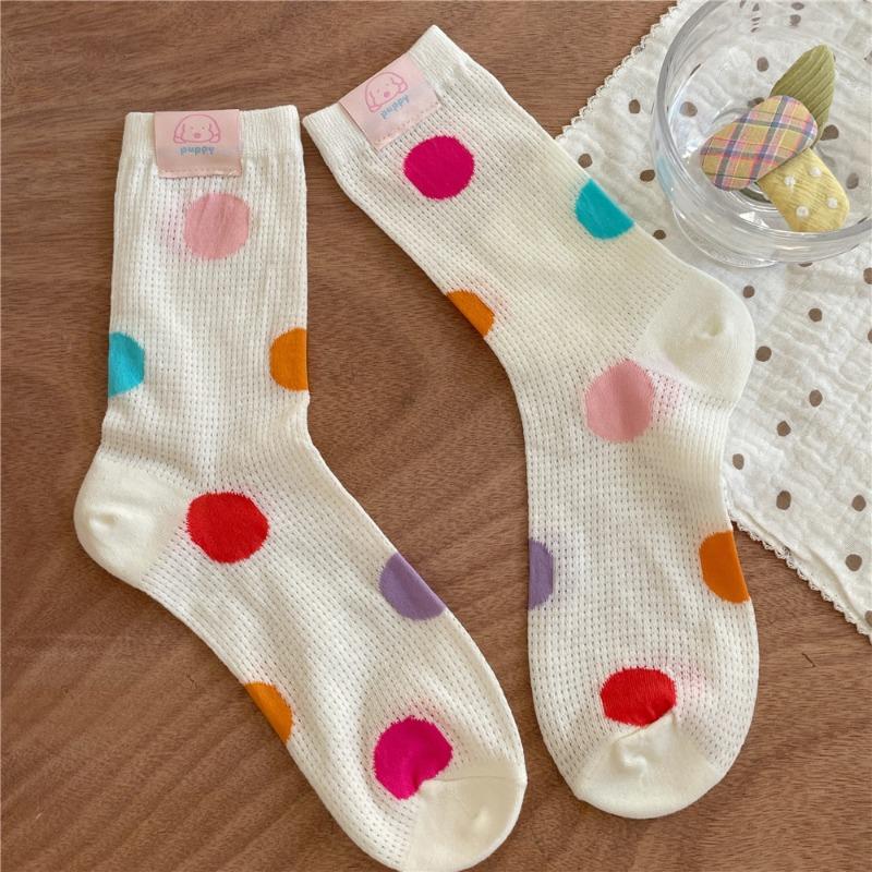 Puppy Socks, Colorful Mid-calf Socks, Summer Pile Socks, Breathable and Sweat-absorbing Socks for Women