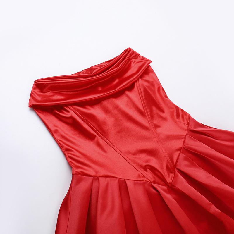 Spring and Summer Sexy Slim Fit Strapless Satin Dress