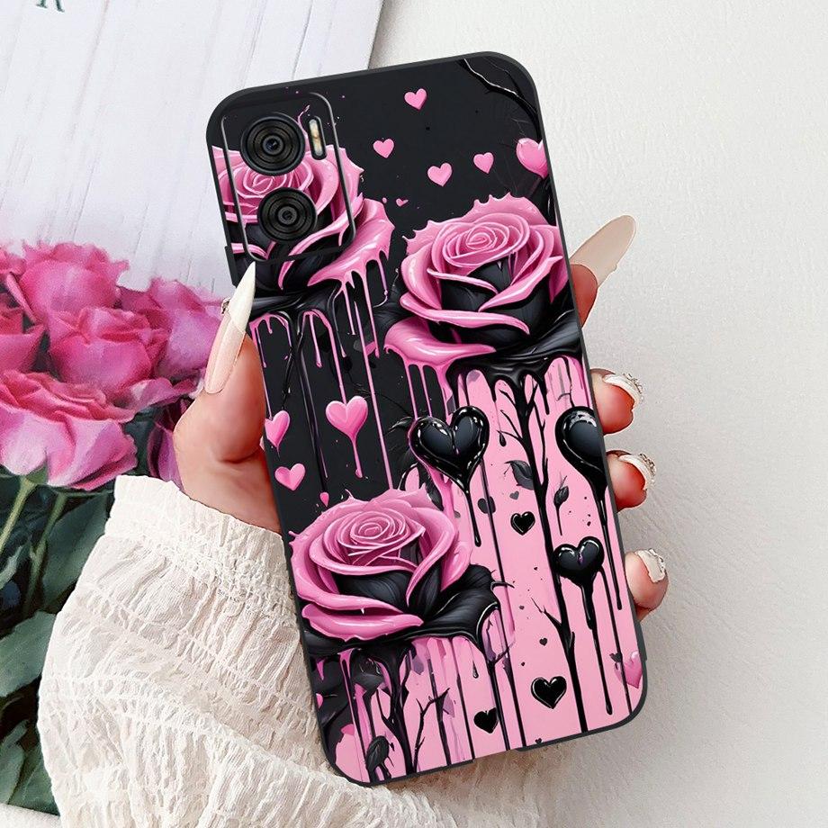 Phone Case For Motorola Moto E22 E22i E22s Motorola E20 E30 E40 E13 E14 Luxury Girly Cartoon Cover Soft Matte Silicone Capa