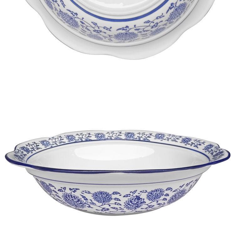 Retro Blue & White Lotus Soup Bowl - Large Ceramic Chinese-Style Bowl for Mao Xue Wang & Pickled Fish