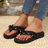 Fashion 2025 Fashion Pleated Flip Flops for Women Black Clip-Toe Flat Ladies' Slippers Summer Comfortable Outdoor Slides Mujer