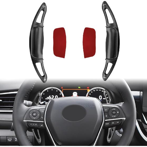 Steering Wheel Paddle Shifter Extensions Covers Compatible With Toyota Camry 2018- For Corolla RAV4 Avalon -, Aluminum Car Paddle Shifter Extension