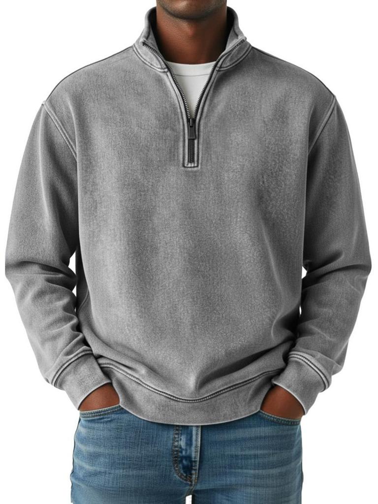 2025 European Style Men's 3D Print High Collar Half-Zip Hoodie for Spring/Autumn