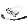Adults Snorkel Set AntiFog Diving Cover Tempered Glass Goggles with Dry Top Snorkel Tube(Blue )
