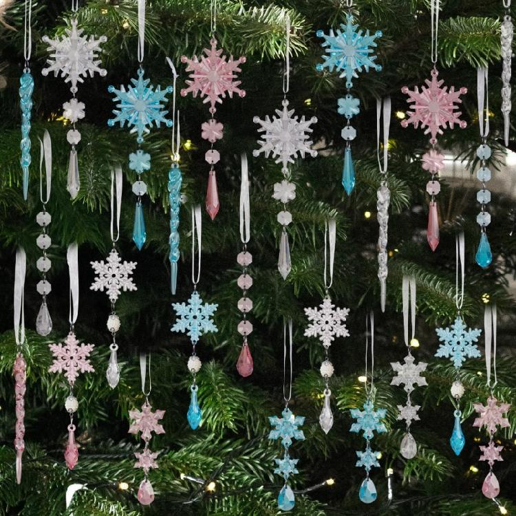 Shatterproof Acrylic Holiday Decorations Snowflake Clear Hanging Ornament For Christmas Tree And Doorway Accent