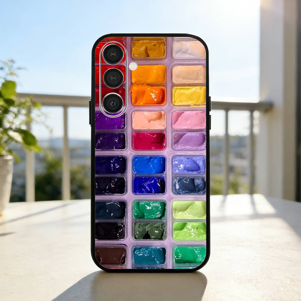 Watercolors Set Paint Palette  Phone Case For Samsung  A73,72,71,53,52,51,22,91,80, Soft Black Cover
