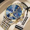 POEDAGAR Luxury Men Watch Top Original Waterproof Luminous Chronograph Man Wristwatch Stainless Steel Quartz Watches