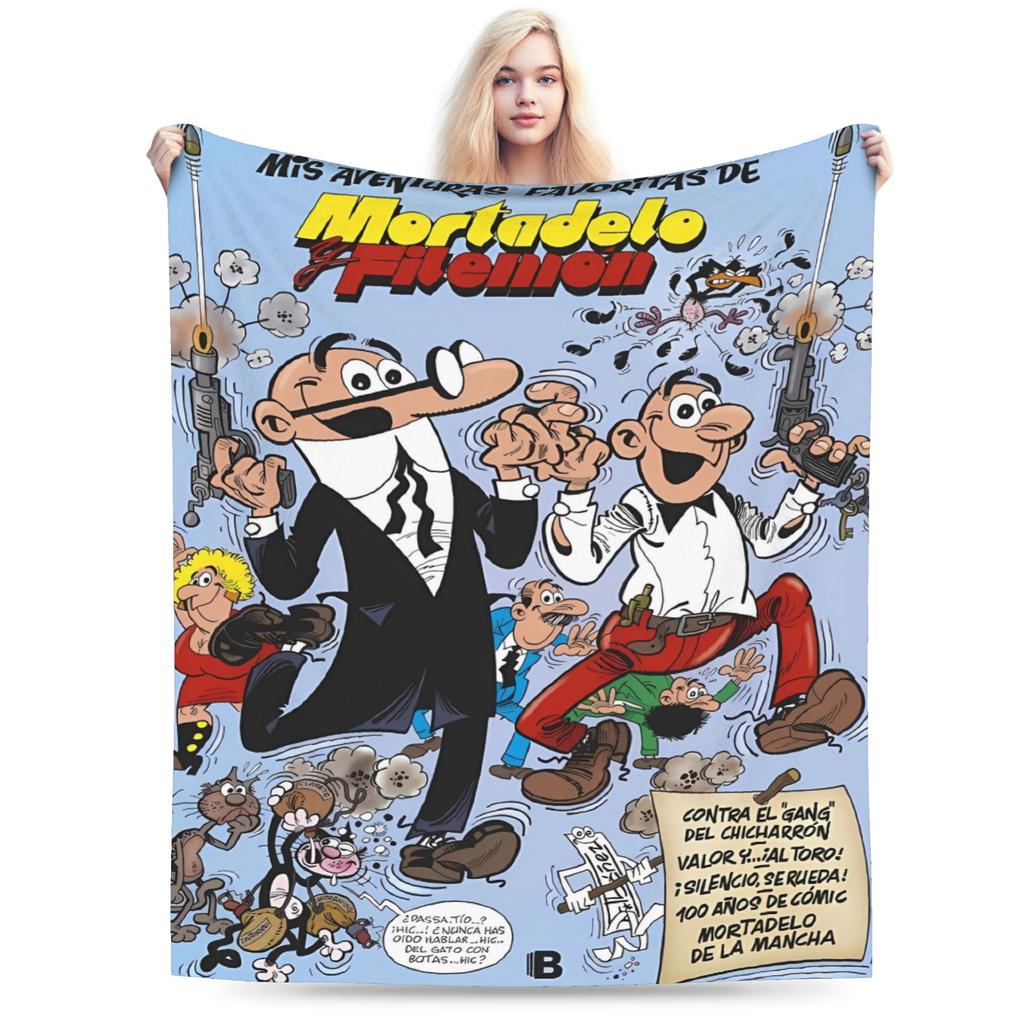 Coperta Calda per Adulti da Campeggio Mort & Phil Mortadelo y Filemón Plaid Coperta in Flanella per Divano Copridivano alla Moda
