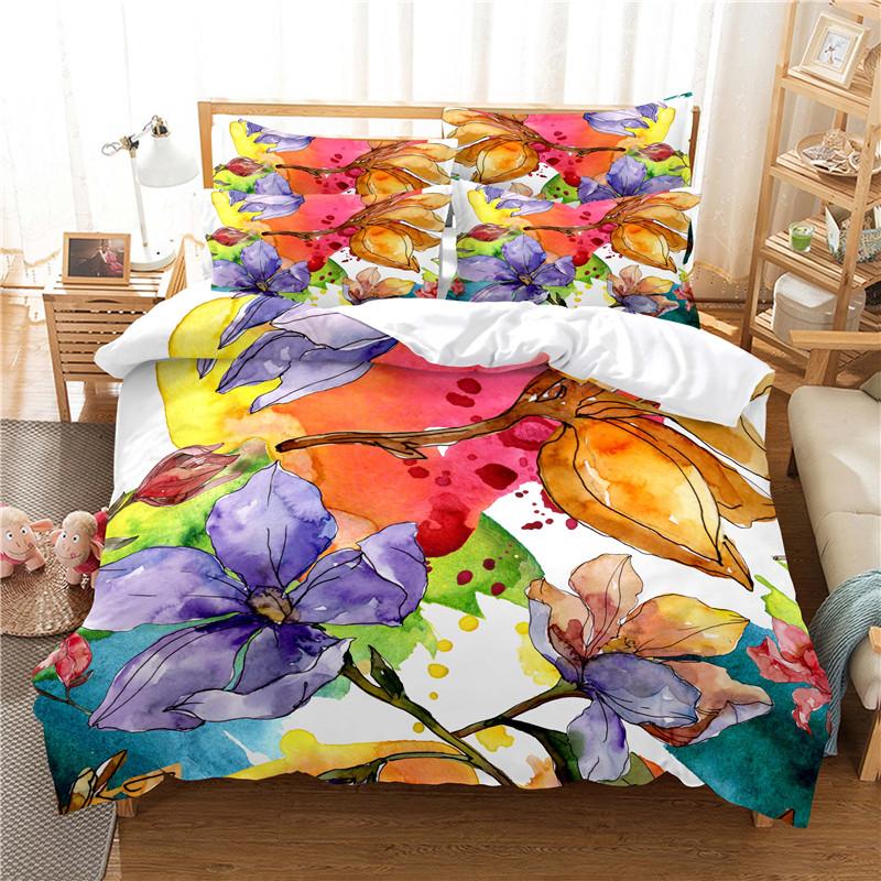 Flower Duvet Cover Set Colourful Plant Rose 3D Print Polyester Comforter Cover King Size For Girls Couple Valentine's Day Gift