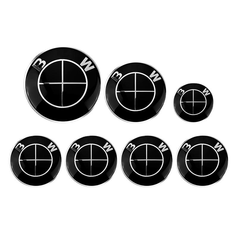 7Pcs Car Front Hood Emblem Wheel Hub Caps Black White Logo For BMW M Logo X1 X2 X3 X4 X5 X6 F48 F39 F10 F30 G11 E60 G01 E84 E83 CUR1