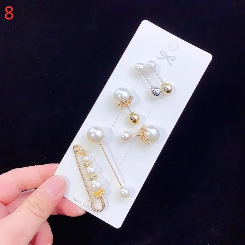 Crystal Brooches Waist Buckle Cardigan Jeans Anti-fade Brooch Pins Women Sweater Coat Anti Fall Pearls Clothes Pin Decoration