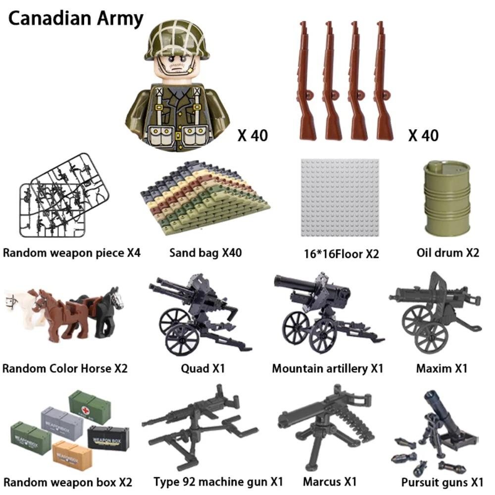 WWII Infantry Military Soldier War National Army Mini Gun Weapon Models Building Blocks Building Blocks Toys for Kids