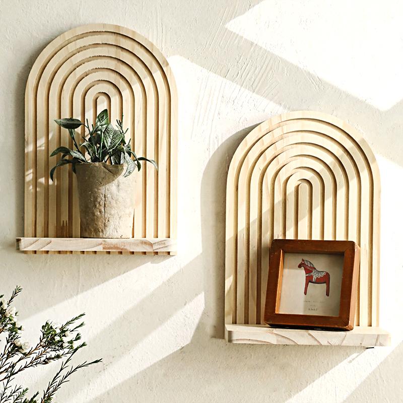29.5cm*19.5cm Crafts Ornaments Natural Materials DIY Storage Rack Handmade Wall Hanging Decorative Wood Corridor Home Decoration