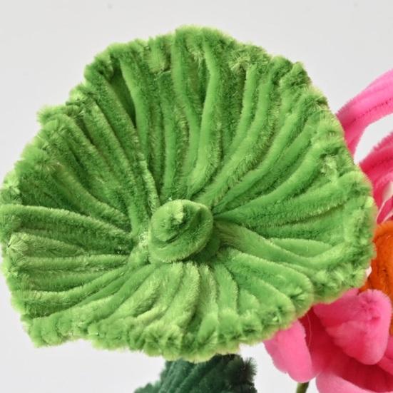 Finished Pipe Cleaner Flower Bouquet 2 Lotus Flowers 3 Lotus Leaves Artificial Chenille Stems Flower Craft for Vase Handmade Fake