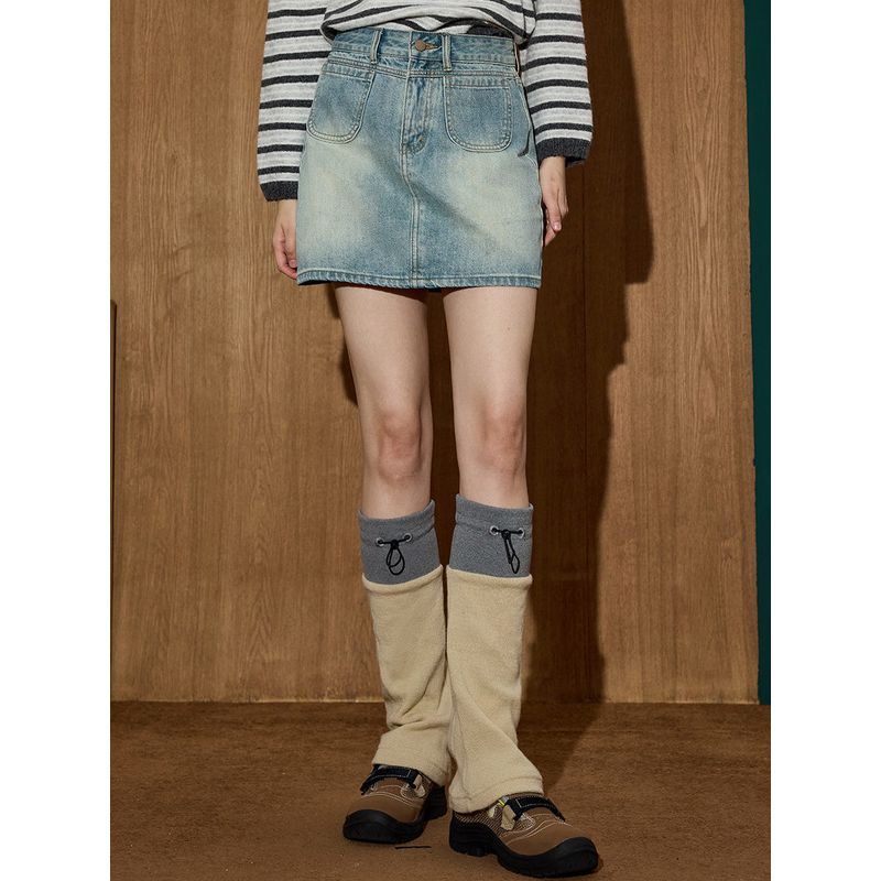 Coolhut Autumn and Winter Hot Girl Retro New High-Waisted Versatile Anti-Exposure Denim Short Skirt Slimming Hip-Hugging Skirt