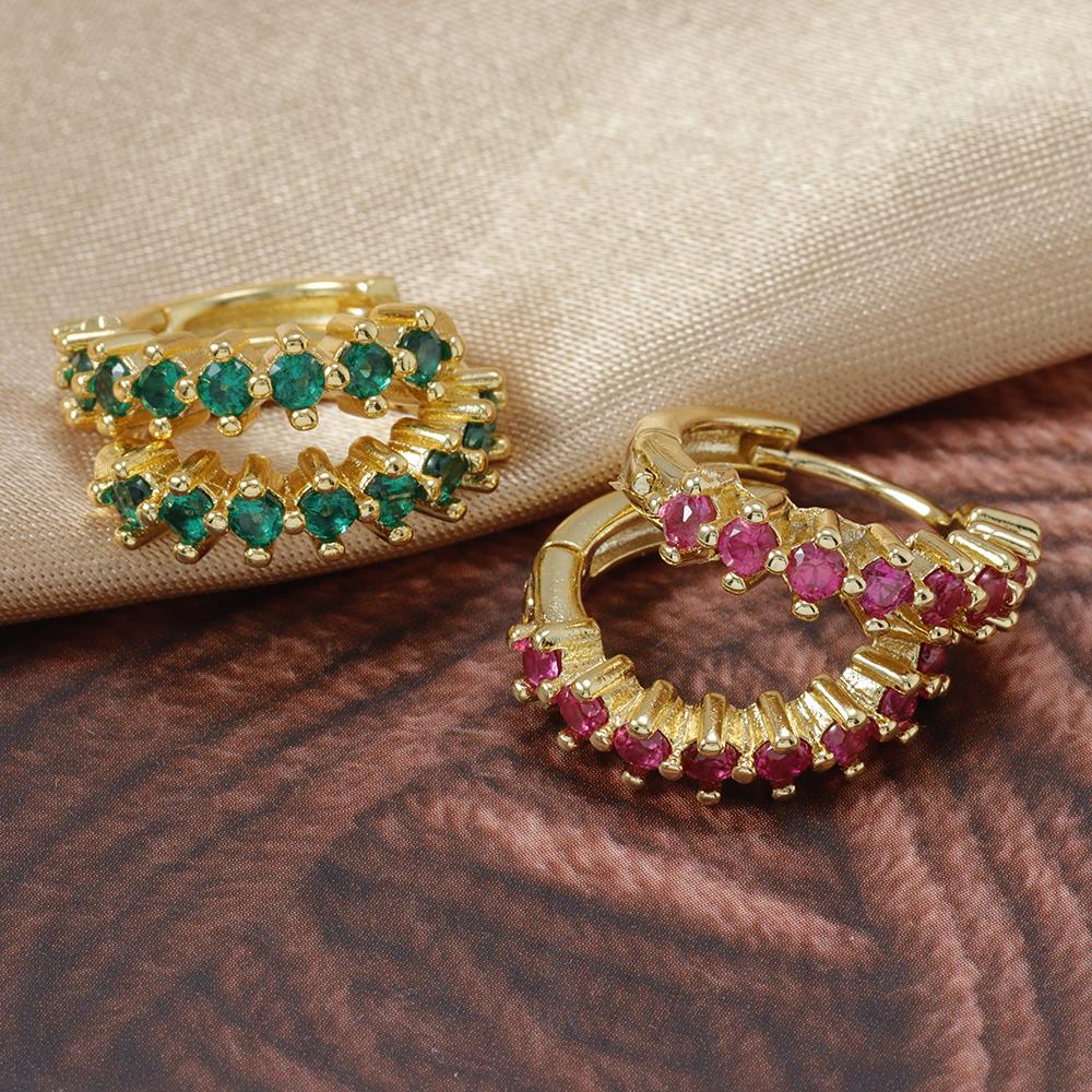Luxusní nerezové barevné zirkonové kruhové náušnice pro ženy Móda Korejský Huggie Dámské šperky pendientes mujer