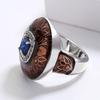 Retro Hyperbole Enamel Ring Bicolor Floral Fashion Sapphire Casual Ball