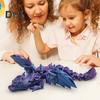 3D Printed Rose Dragon 8.46" Articulated Fidget Dragon Toy with Flexible Joints Desk Decor Winged Rose Dragon for Home Office School