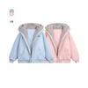Unisex Winter Hooded Cotton Puffer Jacket With Faux Fur Collar Rabbit Ear Design - Thick Warm Loose Fit Teens Adults