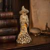 Decorative Witch Hat Skull Skeleton Resin Figurine, Halloween Gothic Statue, Spooky Yard Lawn Secret Room Props Fantasy Ornament for Desk,