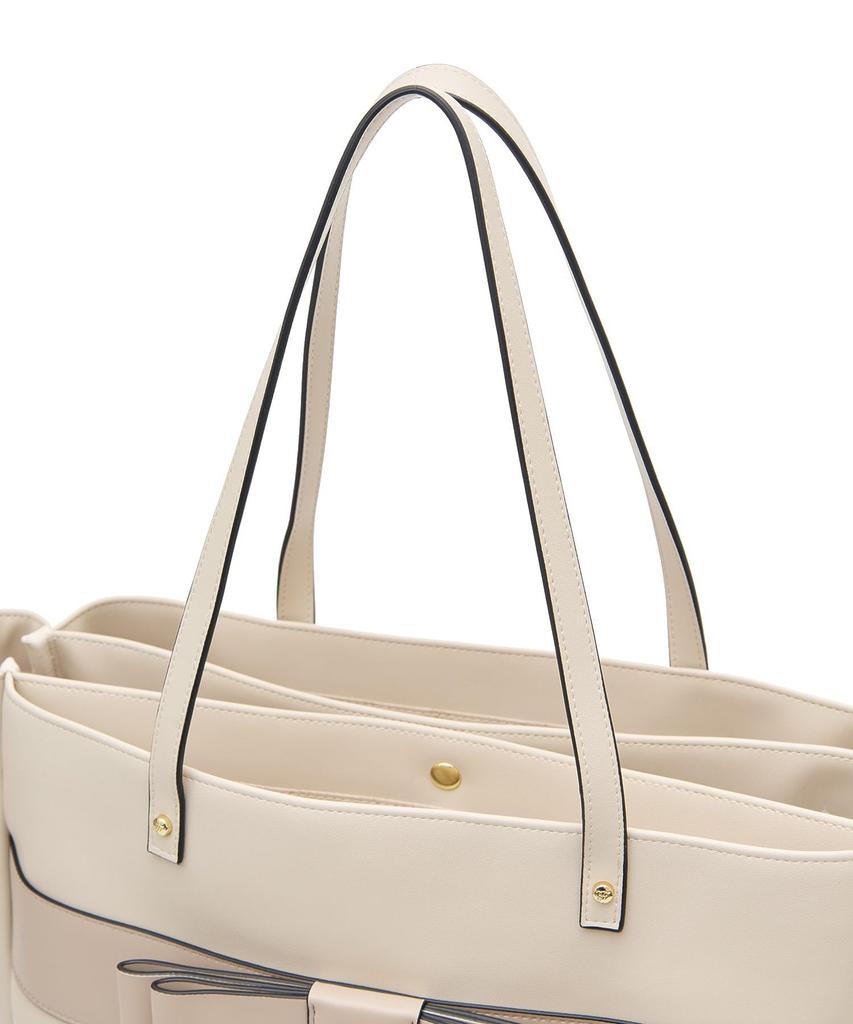 Maison de FLEUR Front Ribbon 3-Room Tote Bag, Light Beige, 08000223300