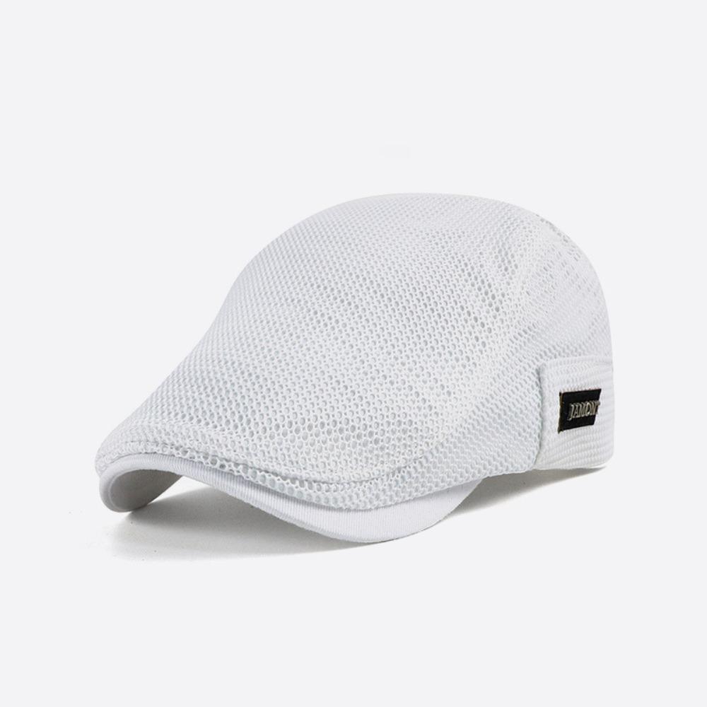 Korean Style Men Beret Hat British Style Forward Peaked Cap Adjustable Mesh Flat Cap  Summer