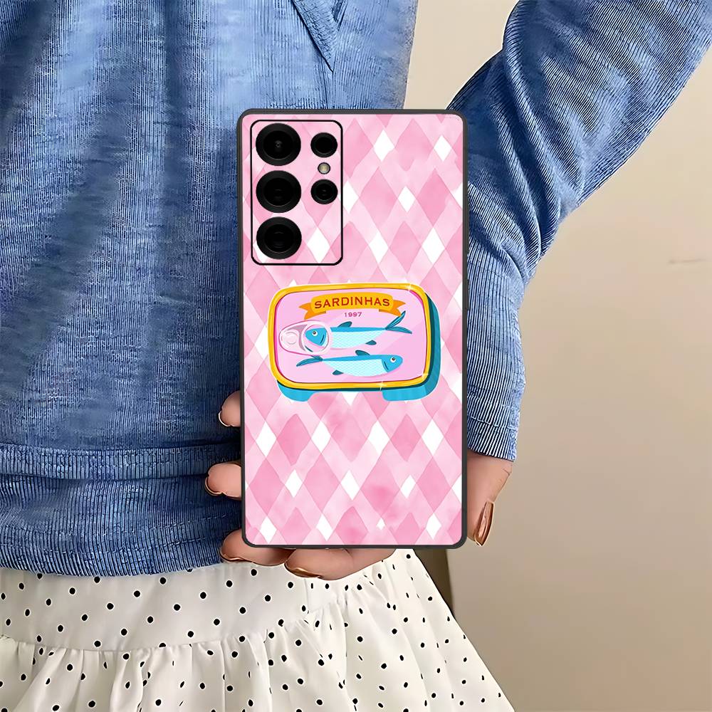 

Sardines Fish Phone Case For Samsung S 24 Fe 25 Ultra Plus 20 Lite 21 30 22 23 24 22 Ultra 5G Fundas Samsung S24