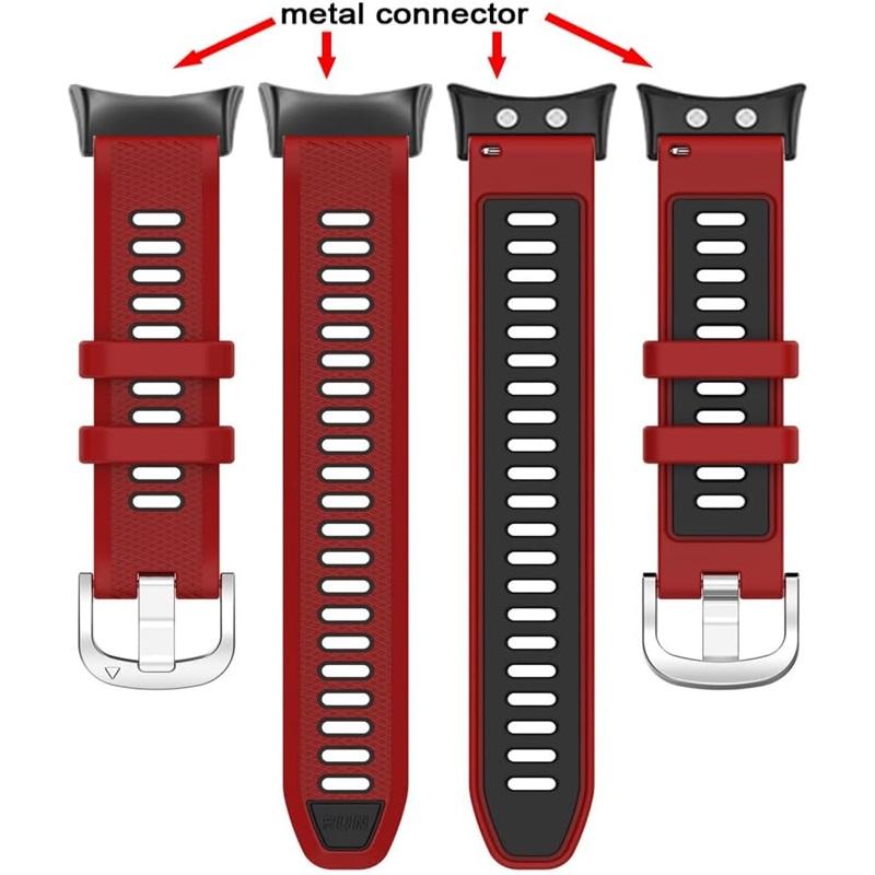 Silicone Strap for Garmin Swim 2 Watch Band for Garmin Forerunner 45 45s Replace Band Bracelet Two Tone Belt, Metal Connectors