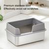 Enclosed High Sides Litter Box Scratch Proof Easy To Clean Secure Structure Stainless Steel Litter Box for Small Medium Cats