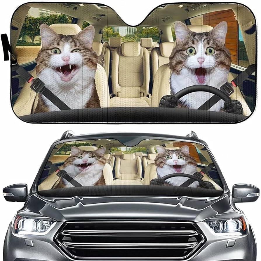 Parasole Auto Personalizzato Stampato UV con Divertente Design in Foglio di Alluminio