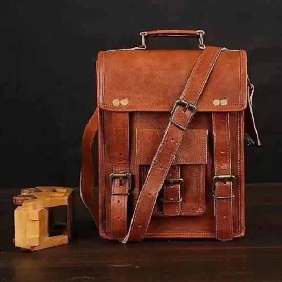 

Кожаная сумка Винтажный крафт Мужская сумка-мессенджер для ноутбука Натуральная портфель На плечо Новая 11 x 9 x 3 in