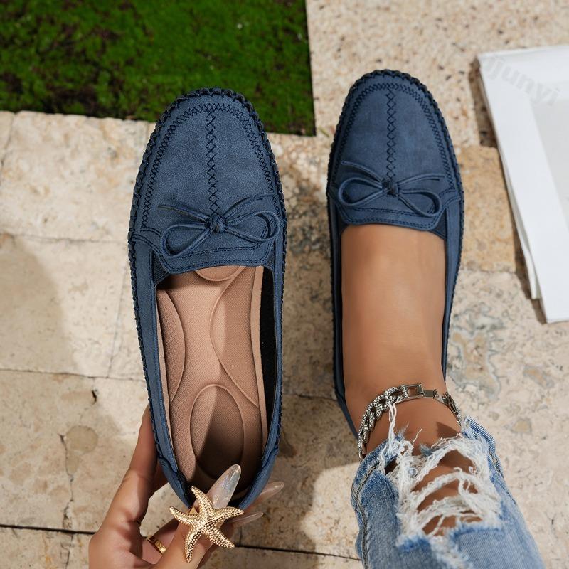 Autumn Women Loafers Casual Shoes Fashion Bow Breathable PU Leather Shoes Women Sewing Flats Female Footwear Zapatos De Mujer